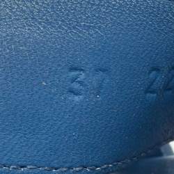 Pre Owned Hermes Blue Leather Chypre Slides Size 37