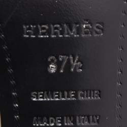 Pre Owned Hermes Pink/Black Crystal Powder and Suede Premiere Sandals Size 37.5