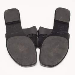 Hermes Black Leather Galerie Thong Flats Size 39