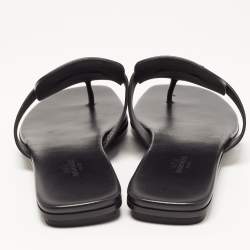 Hermes Black Leather Galerie Thong Flats Size 39