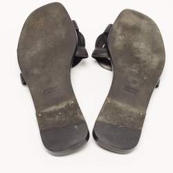 Hermes Black Leather Aloha Flat Slides Size 36