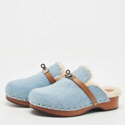 Hermes Blue Denim Carlotta Mules Size 37