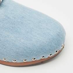 Hermes Blue Denim Carlotta Mules Size 37