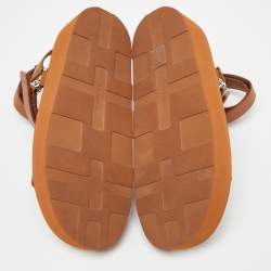 Pre Owned Hermès Brown Leather Enid Gladiator Sandals Size 40