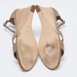 Pre Owned Hermes Taupe Leather Legend Sandals Size 40