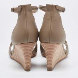 Pre Owned Hermes Taupe Leather Legend Sandals Size 40