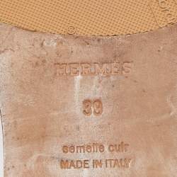 Hermes Orange Leather Omaha Flat Slides Size 39