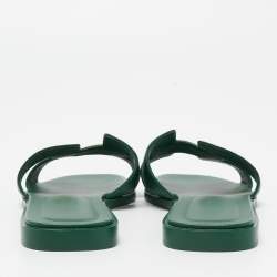 Pre Owned Hermes Green Leather Oran Sandals Size 36.5