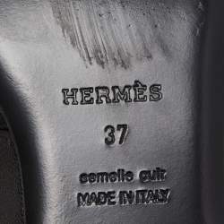 مملوكة مسبقًا Hermes Black Leather Oz Flat Mules Size 37