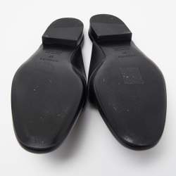 مملوكة مسبقًا Hermes Black Leather Oz Flat Mules Size 37