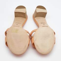 Pre Owned Hermes Orange Leather Oran Sandals Size 38