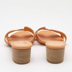 Pre Owned Hermes Orange Leather Oran Sandals Size 38