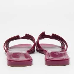 مملوكة مسبقًا Hermes Purple Leather Oran Flat Slides Size 37