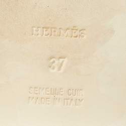 Hermes Yellow Fabric Oran Flat Slides Size 37