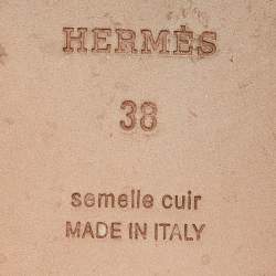 Hermes Pink Leather Oran Flat Slides Size 38