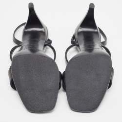 Pre Owned Hermes Black Leather Glamour Slingback Sandals Size 41