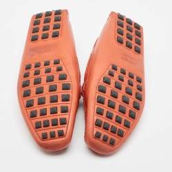 Hermes Orange Leather Irving Slip On Loafers Size 38