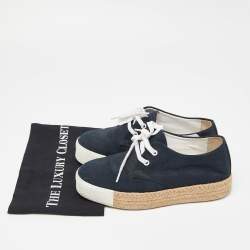 Pre Owned Hermes Navy Blue Canvas Rosa Espadrille Sneakers Size 38