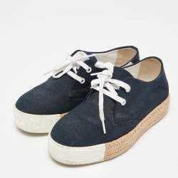 Pre Owned Hermes Navy Blue Canvas Rosa Espadrille Sneakers Size 38