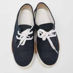 Pre Owned Hermes Navy Blue Canvas Rosa Espadrille Sneakers Size 38