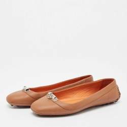 Pre Owned Hermes Brown Leather Liberty Ballet Flats Size 36