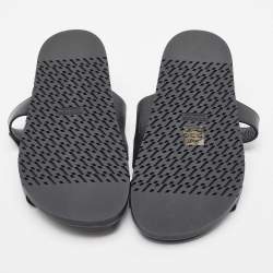 Hermes Black Leather Chypre Velcro Flat Sandals Size 40
