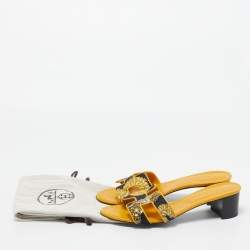 Hermes Yellow Canvas and Leather Oasis Sandals Size 41