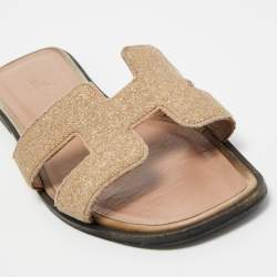 Hermes Pink Powder Beads Oran Flat Slides Size 38