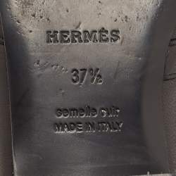 Hermes Black Leather Oz Flat Mules Size 37.5