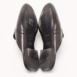Hermes Black Leather Oz Flat Mules Size 37.5