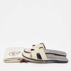 Hermes Gold Twisted Metal Thread Oran Sandals Size 39.5
