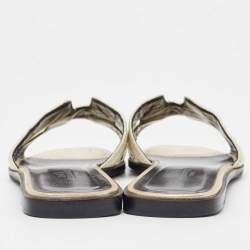 Hermes Gold Twisted Metal Thread Oran Sandals Size 39.5