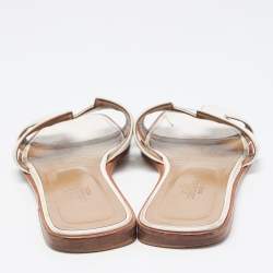 Hermes White Leather Oran Slip On Sandals Size 37.5
