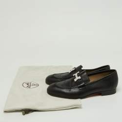 Hermes Black Leather Paris Loafers Size 39