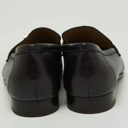Hermes Black Leather Paris Loafers Size 39