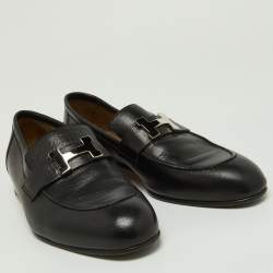 Hermes Black Leather Paris Loafers Size 39