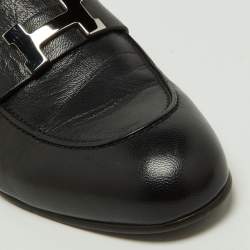 Hermes Black Leather Paris Loafers Size 39
