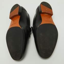 Hermes Black Leather Paris Loafers Size 39