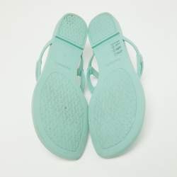 Hermes Mint Green Rubber Egerie Thong Flat Slides Size 36