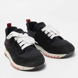 Hermes Black Nylon and Suede Stadium Low Top Sneakers Size 36