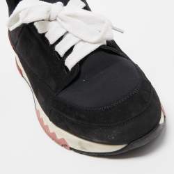 Hermes Black Nylon and Suede Stadium Low Top Sneakers Size 36