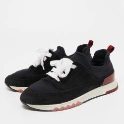 Hermes Black Nylon and Suede Stadium Low Top Sneakers Size 36