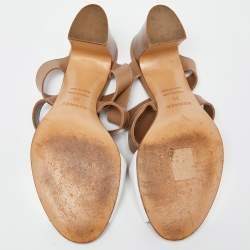 Hermes Brown/White Leather Slide Sandals Size 39