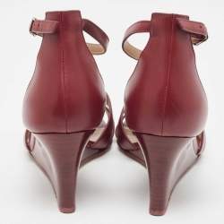 Hermes Burgundy Leather Legend Sandals Size 37.5
