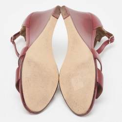 Hermes Burgundy Leather Legend Sandals Size 37.5