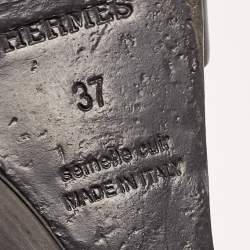 Hermes Black Leather Legend Sandals Size 37