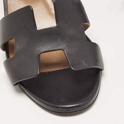 Hermes Black Leather Legend Sandals Size 37
