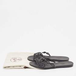 Hermes Black Jelly Chaine d'Ancre Rivage Slide Flats Size 38