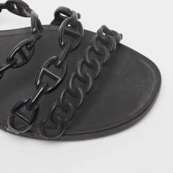 Hermes Black Jelly Chaine d'Ancre Rivage Slide Flats Size 38