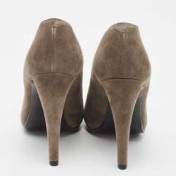 Pre Owned Hermes Brown Suede V Neck Round Toe Pumps Size 39